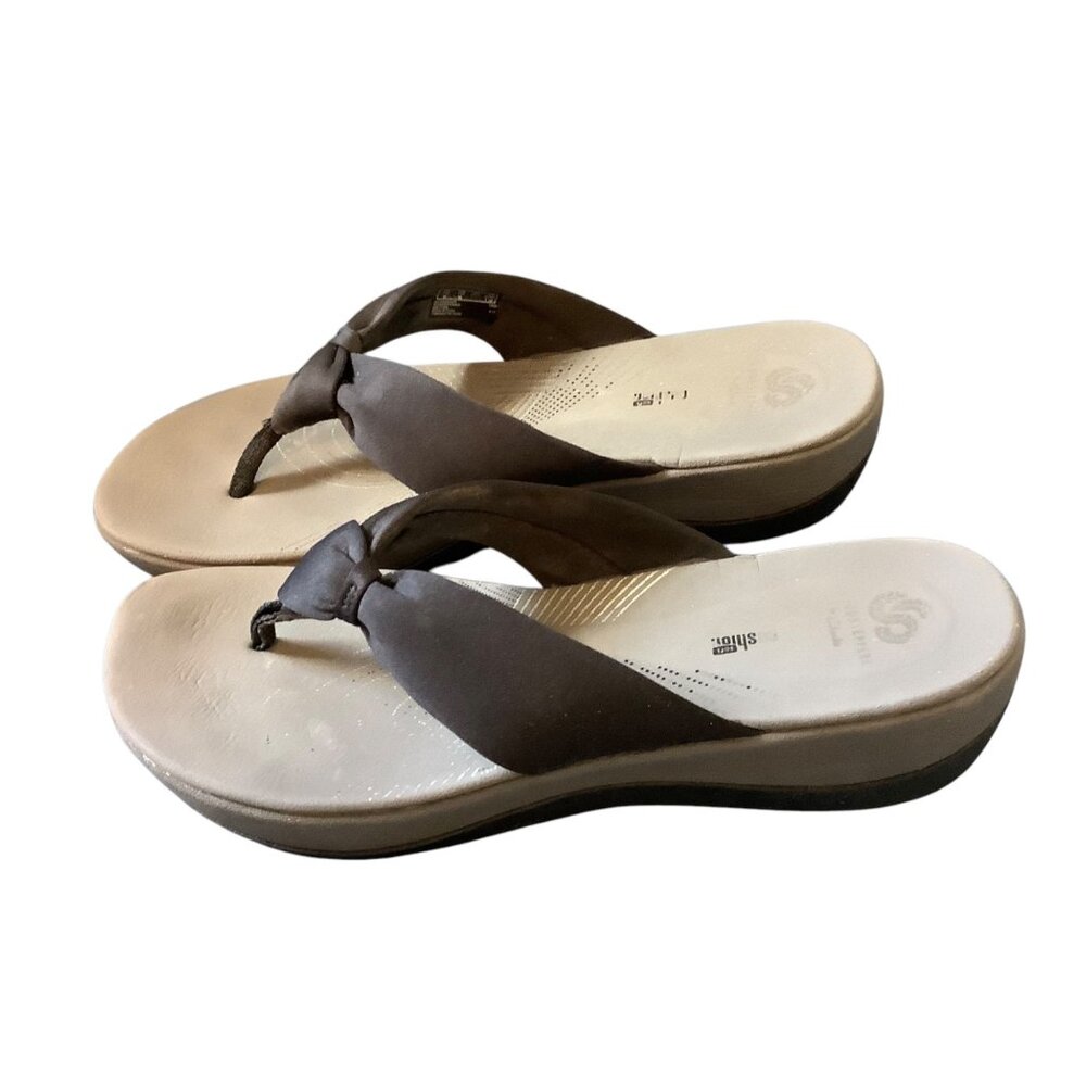 Clarks‎ Cloudsteppers Cushion Soft Arla Kaylie Womens Sz 10 Black Wedge Sandals